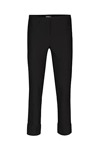 Robell Style BELLA09-7/8 Damen Jeans Straight - Jeanshose Damen high Waist - Stretch Jeans Hose mit Aufschlag und Gesäßtaschen - Bitte Zwei Größen Kleiner bestellen - Schwarz, 44 von Robell