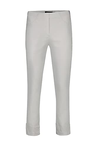 Robell Style BELLA09-7/8 Stoffhose Damen high Waist - Damenhose Power Stretch - Bengaline Stoff Hose mit Aufschlag und Gesäßtaschen - Bitte eine Größe Kleiner bestellen - Hellgrau, 44 von Robell