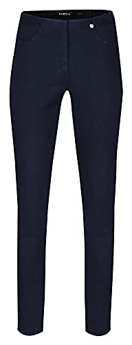 Robell Style BELLA09 – Bequeme, stretchige 7/8 Damenhose, Gerade geschnittenes Bein mit Aufschlag und Gesässtaschen, Bitte eine Größe Kleiner bestellen, Farbe Marine Größe 40 von Robell