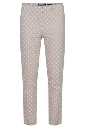 Robell Style BELLA09-7/8 Stoffhose Damen high Waist - Damenhose Power Stretch - Bengaline Stoff Hose mit Gesäßtaschen - Bitte eine Größe Kleiner bestellen - Beige, 36 von Robell