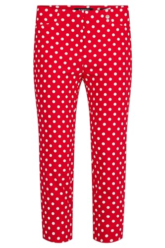 Robell Style BELLA09-7/8 Stoffhose Damen high Waist - Damenhose Power Stretch - Bengaline Stoff Hose mit Gesäßtaschen - Bitte eine Größe Kleiner bestellen - Rot, 38 von Robell