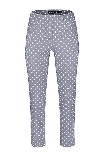 Robell Style BELLA09-7/8 Stoffhose Damen high Waist - Damenhose Power Stretch - Bengaline Stoff Hose mit Gesäßtaschen - Bitte eine Größe Kleiner bestellen - Silber, 40 von Robell