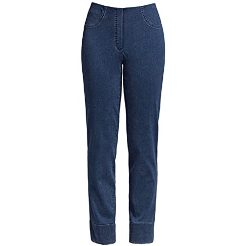 Robell Style BELLA09-7/8 Damen Jeans Straight - Jeanshose Damen high Waist - Stretch Jeans Hose mit Aufschlag und Gesäßtaschen - Bitte Zwei Größen Kleiner bestellen - Darkblue, 42 von Robell