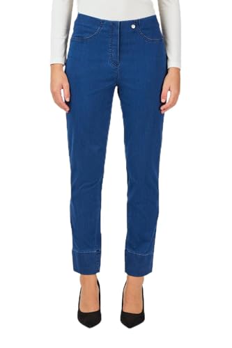 Robell Style BELLA09-7/8 Damen Jeans Straight - Jeanshose Damen high Waist - Stretch Jeans Hose mit Aufschlag und Gesäßtaschen - Bitte Zwei Größen Kleiner bestellen - Denimblue, 38 von Robell