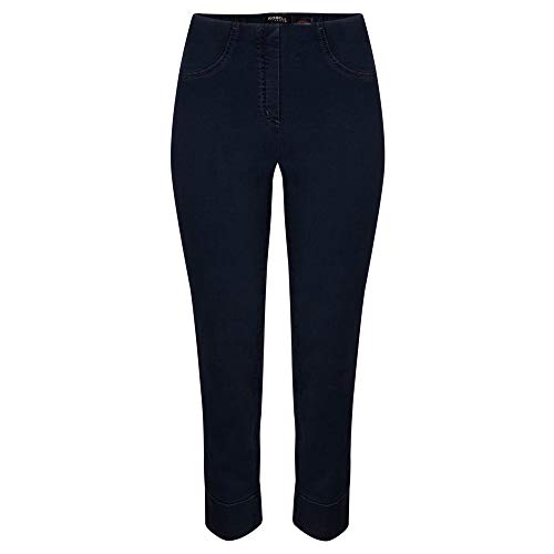 Robell Style BELLA09 – Bequeme, Denim Power Stretch 7/8 Jeans, Gerade geschnittenes Bein mit Aufschlag und Gesässtaschen Farbe Darkblue Größe 38 von Robell