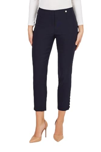 Robell Style LENA09-7/8 Stoffhose Damen high Waist - Damenhose Power Stretch - Stoff Hose mit modischer Saum Optik - Bengaline Hose mit schmalem Bein, Marine, 38 von Robell