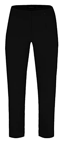 Robell Style LENA09-7/8 Stoffhose Damen high Waist - Damenhose Power Stretch - Stoff Hose mit modischer Saum Optik - Bengaline Hose mit schmalem Bein, Schwarz, 38 von Robell