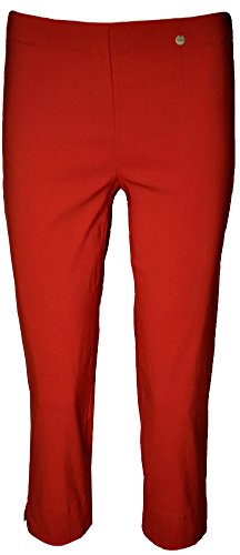 Robell Style MARIE07 – Bequeme, Bengaline Stretch Capri-Hose, Gerade geschnittenes Bein mit Schlitz Farbe Rot Größe 44 von Robell