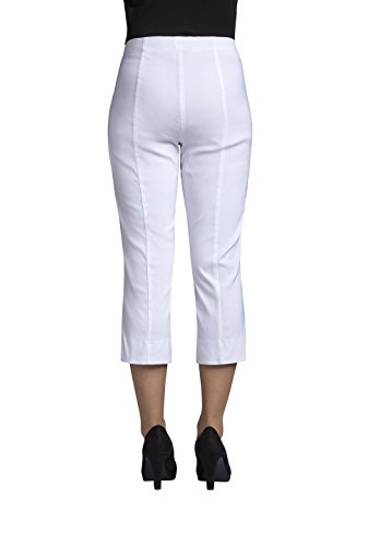 Robell Style MARIE07 – Bequeme, Bengaline Stretch Capri-Hose, Gerade geschnittenes Bein mit Schlitz Farbe Weiss Größe 50 von Robell