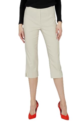 Robell Style MARIE07 - Capri Stoffhose Damen high Waist - Caprihose Power Stretch - Bengaline Hose mit Schlitz am Saum - Bitte eine Größe Kleiner bestellen - Beige, 44 von Robell
