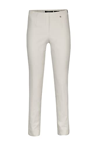 Robell Style Marie - Stoffhose Damen high Waist - Damenhose Power Stretch - Bengaline Stoff Hose mit Schlitz am Saum - Bitte eine Größe Kleiner bestellen - Creme, 48 von Robell