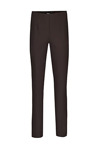 Robell Style Marie - Stoffhose Damen high Waist - Damenhose Power Stretch - Bengaline Stoff Hose mit Schlitz am Saum - Bitte eine Größe Kleiner bestellen - Dunkelbraun, 40 von Robell