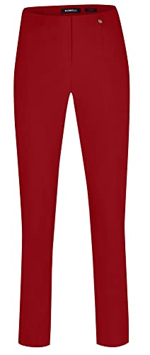 Robell Style Marie - Stoffhose Damen high Waist - Damenhose Power Stretch - Bengaline Stoff Hose mit Schlitz am Saum - Bitte eine Größe Kleiner bestellen - Rot, 36 von Robell