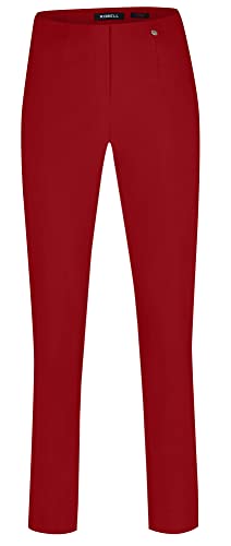 Robell Style Marie - Stoffhose Damen high Waist - Damenhose Power Stretch - Bengaline Stoff Hose mit Schlitz am Saum - Bitte eine Größe Kleiner bestellen - Rot, 46 von Robell