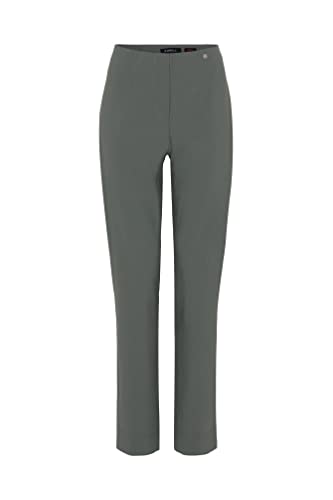 Robell Style Marie - Stoffhose Damen high Waist - Damenhose Power Stretch - Bengaline Stoff Hose mit Schlitz am Saum - Bitte eine Größe Kleiner bestellen - Schilf, 40 von Robell