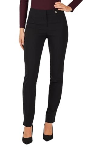 Robell Style Marie - Stoffhose Damen high Waist - Damenhose Power Stretch - Bengaline Stoff Hose mit Schlitz am Saum - Bitte eine Größe Kleiner bestellen - Schwarz, 42 von Robell