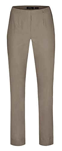 Robell Style Marie - Stoffhose Damen high Waist - Damenhose Power Stretch - Bengaline Stoff Hose mit Schlitz am Saum - Bitte eine Größe Kleiner bestellen - Taupe, 40 von Robell