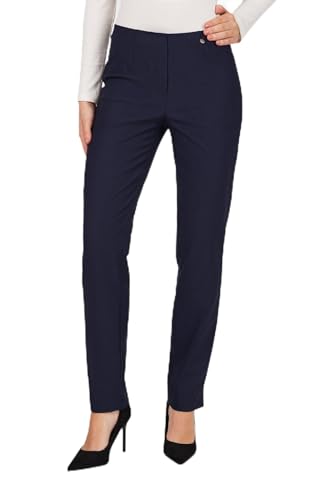 Robell Style Marie - Stoffhose Damen high Waist - Damenhose Power Stretch - Bengaline Stoff Hose mit Schlitz am Saum – Innenseite angeraut - Bitte eine Größe Kleiner bestellen von Robell