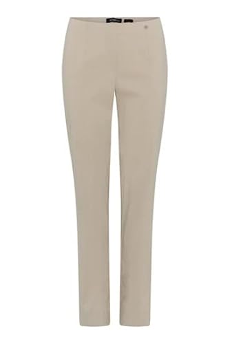 Robell Style Marie - Stoffhose Damen high Waist - Damenhose Power Stretch - Bengaline Stoff Hose mit Schlitz am Saum - Bitte eine Größe Kleiner bestellen - Beige, 34 von Robell