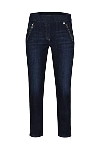 Robell Style NENA09-7/8 Damen Jeans Straight - Jeanshose Damen high Waist - Stretch Jeans Hose mit Gesäßtaschen - Damenhose mit schmalem Bein - Reisverschluss am Beinabschluss - Darkblue, 48 von Robell