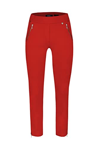 Robell Style NENA09-7/8 Stoffhose Damen high Waist - Damenhose mit Gesäßtaschen - Bengaline Stoff Hose mit Reisverschluss am Beinabschluss -Damenhose mit schmalem Bein - Rot, 36 von Robell