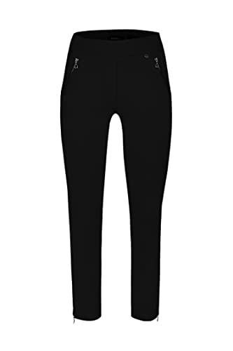 Robell Style NENA09-7/8 Stoffhose Damen high Waist - Damenhose mit Gesäßtaschen - Bengaline Stoff Hose mit Reisverschluss am Beinabschluss -Damenhose mit schmalem Bein - Schwarz, 46 von Robell