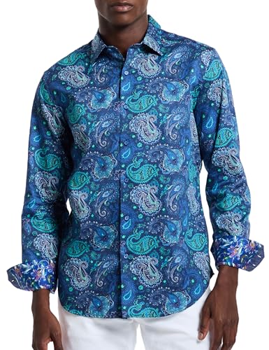 Robert Graham Herren Titus Langarmshirt Button-Down, Mehrfarbig/Meereswellen (Ocean Tides), XXX-Large von Robert Graham