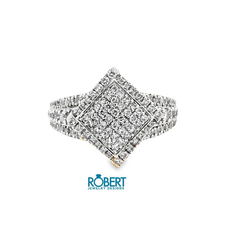 0.90 Ct Natürliche Diamanten Cluster Fancy Ring in 14K Gelbgold von RobertJewelryDesigns