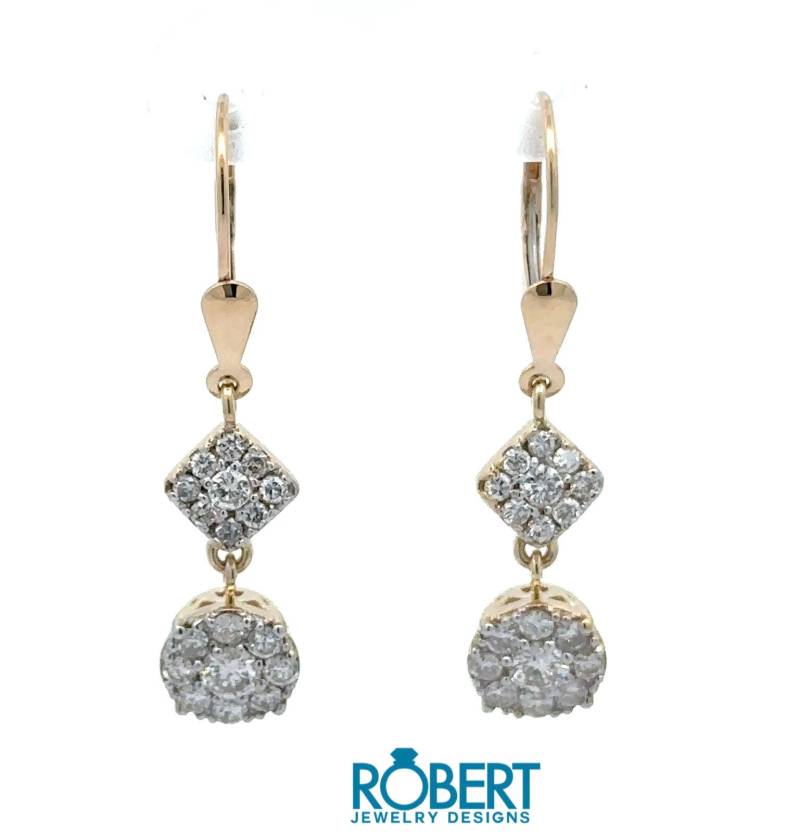 1, 12 Karat Naturdiamant Tropfen Ohrringe Aus 14 Gelbgold von RobertJewelryDesigns