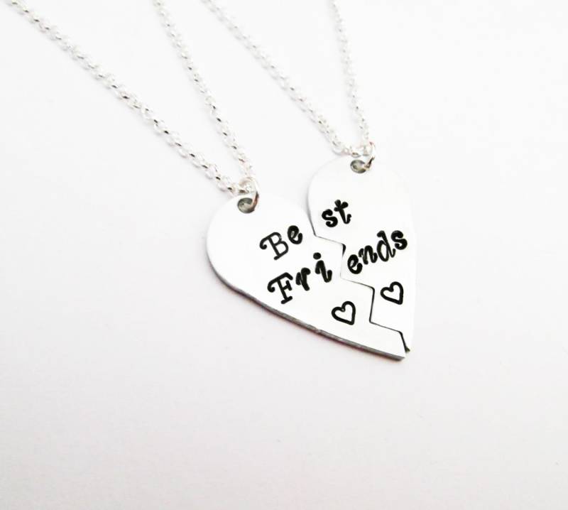 Gebrochenes Herz Halsketten Beste Freunde Handgestempelt Halskette Zweier Set, Kinder Geschenk Zwei Schwestern Beste Freundin von RobertaValle