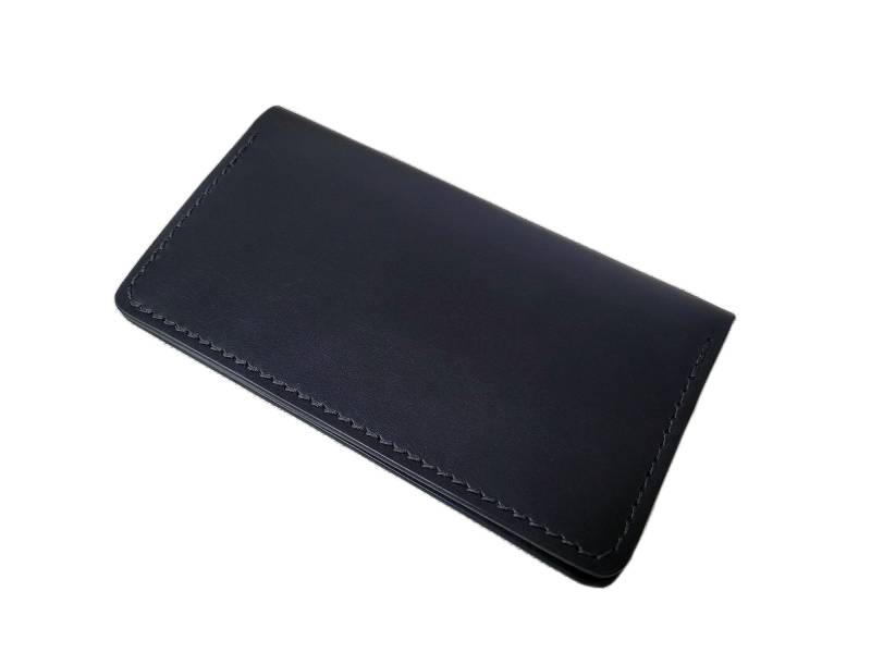 Scheckbuchhülle Aus Schwarzem Leder, Kostenlose Initialmonogramm-Personalisierung von RobertiLeather