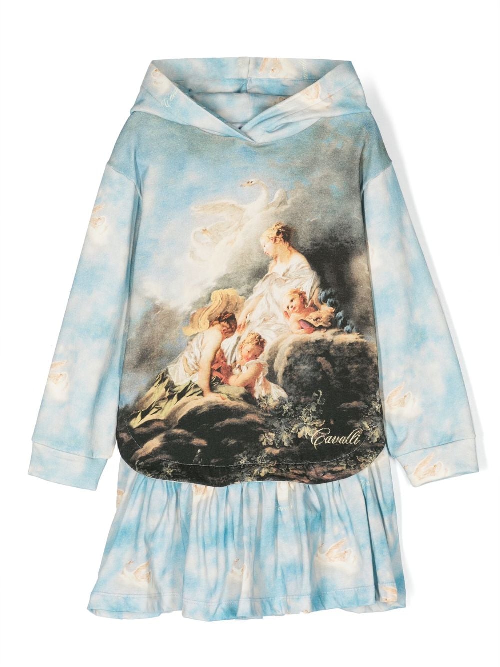 Roberto Cavalli Junior Kapuzenkleid mit grafischem Print - Blau von Roberto Cavalli Junior