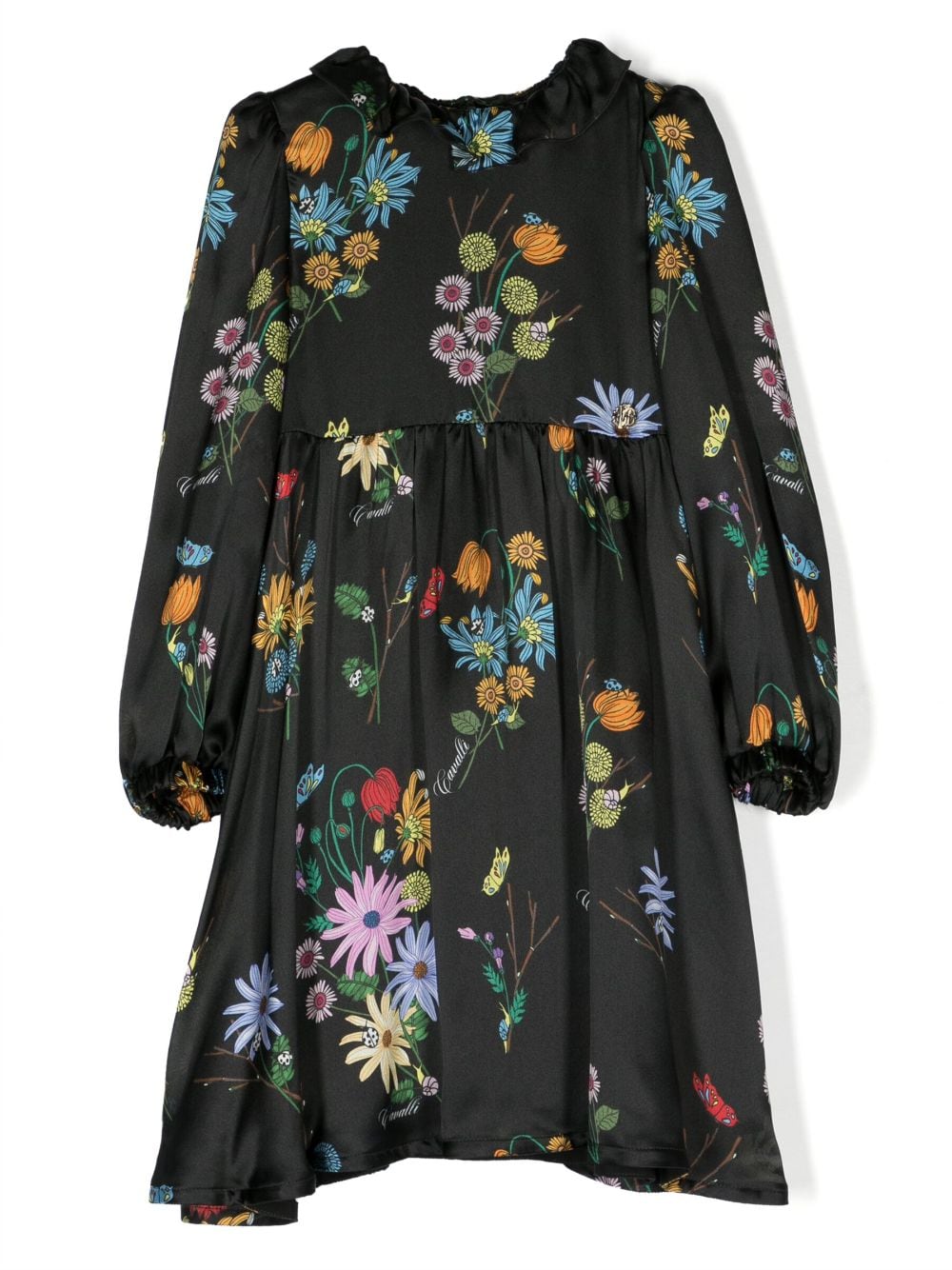 Roberto Cavalli Junior Kleid mit Blumen-Print - Schwarz von Roberto Cavalli Junior