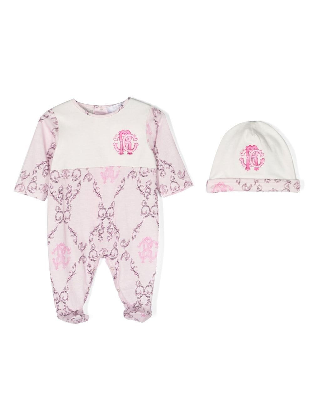 Roberto Cavalli Junior Set aus Strampler und Mütze mit Logo-Print - Rosa von Roberto Cavalli Junior