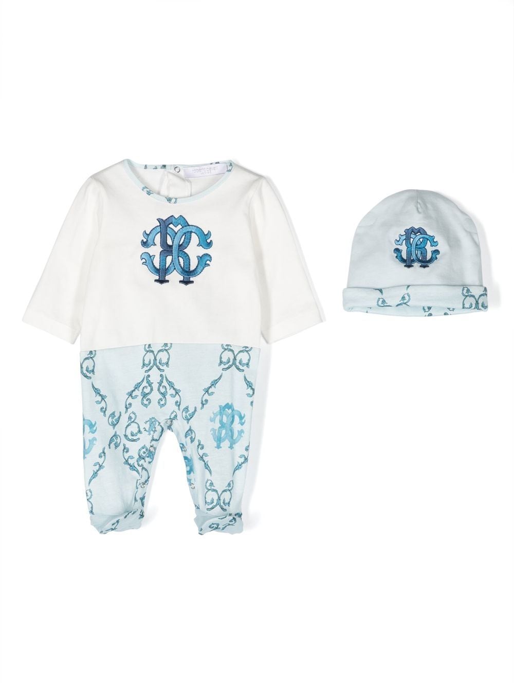 Roberto Cavalli Junior Set aus Strampler und Mütze mit Monogramm - Weiß von Roberto Cavalli Junior