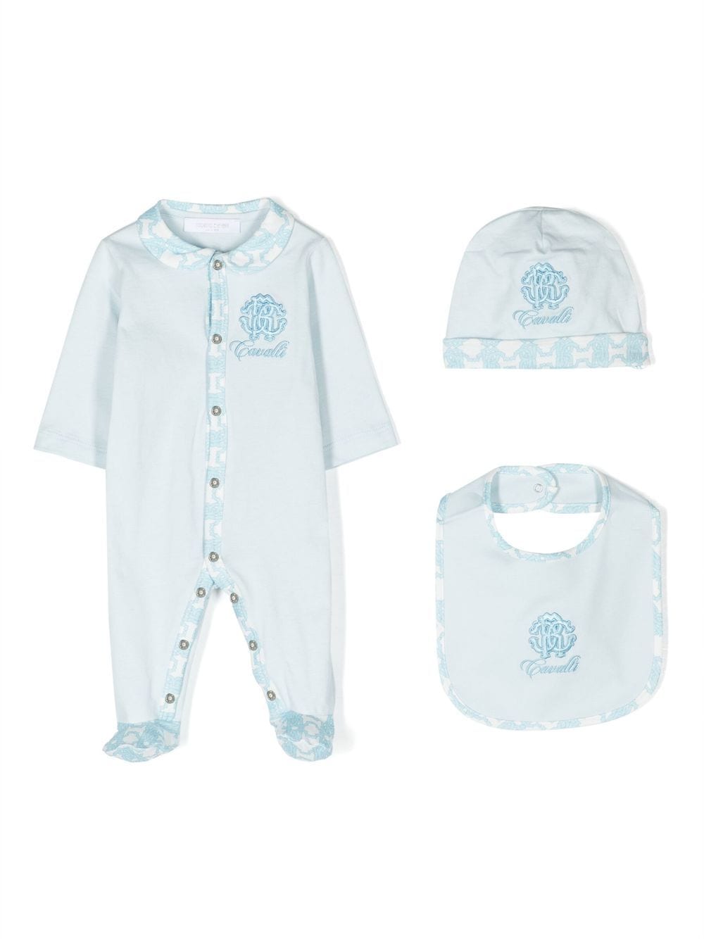 Roberto Cavalli Junior Strampler-Set mit Logo-Stickerei - Blau von Roberto Cavalli Junior