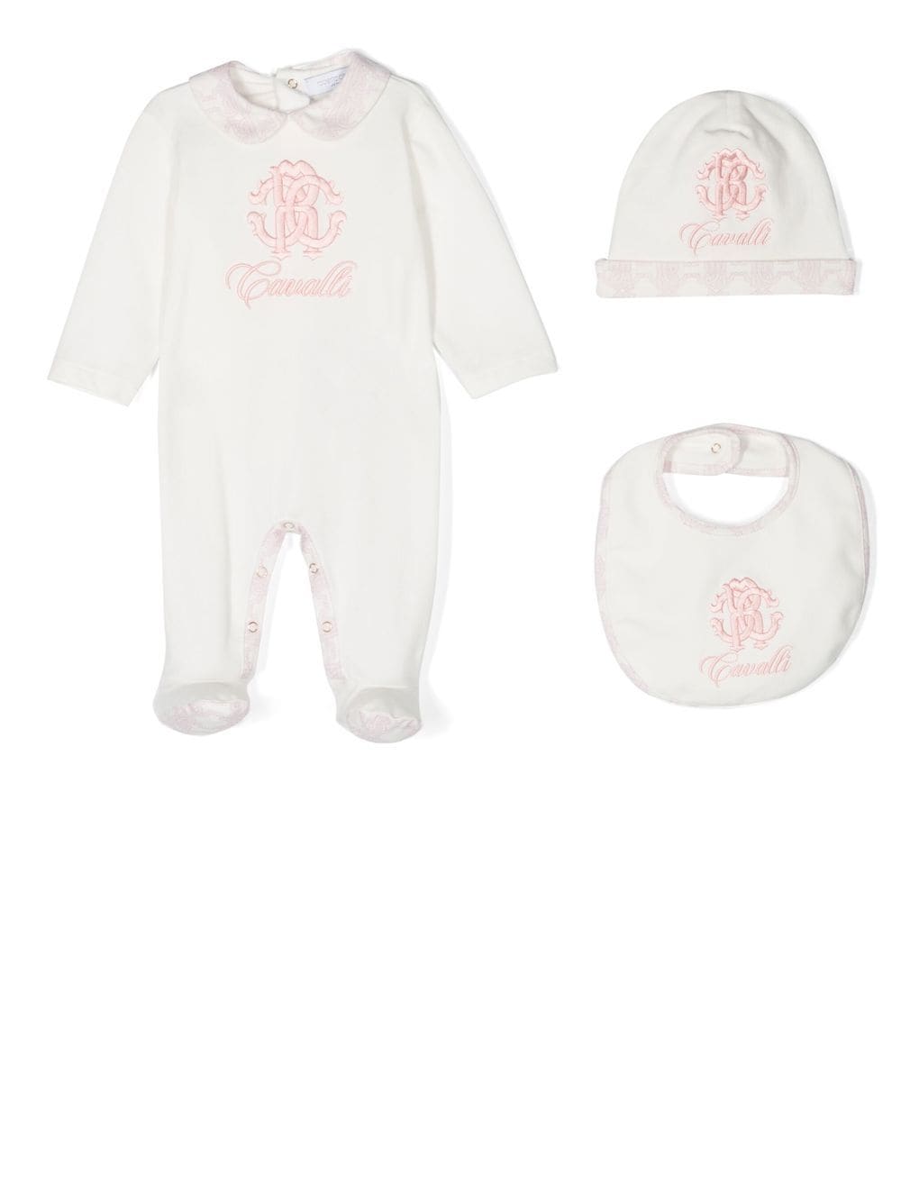 Roberto Cavalli Junior Strampler-Set mit Logo-Stickerei - Weiß von Roberto Cavalli Junior