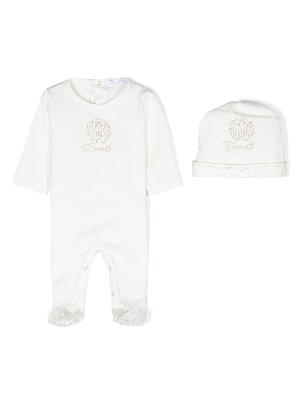 Roberto Cavalli Junior Strampler-Set mit Logo-Stickerei - Weiß von Roberto Cavalli Junior