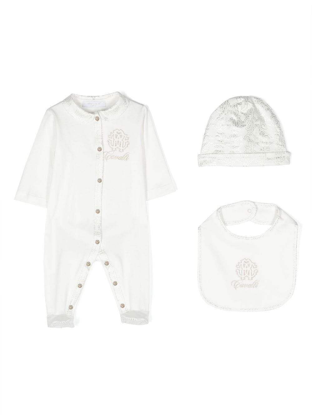 Roberto Cavalli Junior Strampler-Set mit Logo-Stickerei - Weiß von Roberto Cavalli Junior