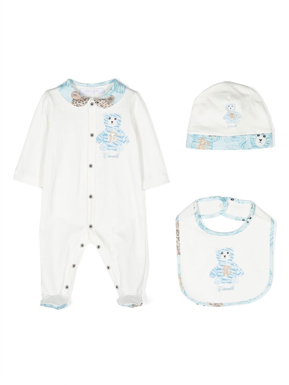 Roberto Cavalli Junior Strampler-Set mit Teddy-Print - Weiß von Roberto Cavalli Junior