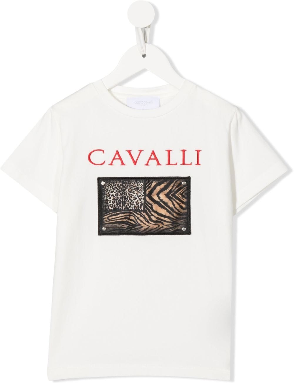 Roberto Cavalli Junior T-Shirt mit Animalier-Patch - Weiß von Roberto Cavalli Junior
