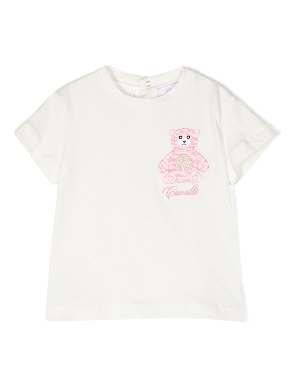 Roberto Cavalli Junior T-Shirt mit Teddy-Stickerei - Weiß von Roberto Cavalli Junior