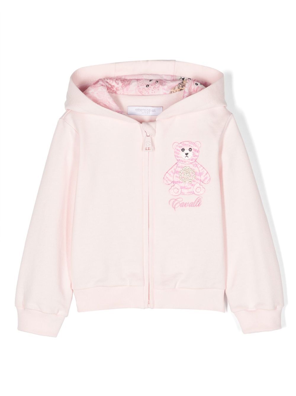 Roberto Cavalli Junior Kapuzenjacke mit Teddy-Stickerei - Rosa von Roberto Cavalli Junior