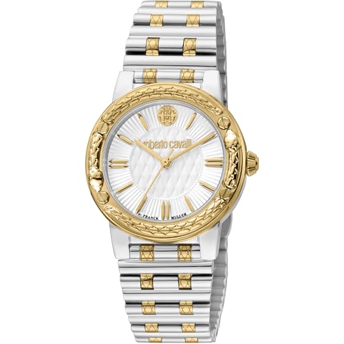 Roberto Cavalli by Franck Muller Damen Analog Quarz Uhr mit Edelstahl Armband RV1L188M0081 von Roberto Cavalli by Franck Muller