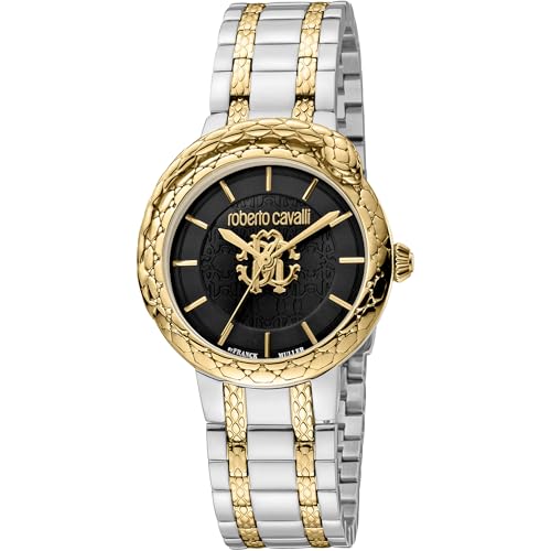 Roberto Cavalli by Franck Muller Damen Analog Quarz Uhr mit Edelstahl Armband RV1L189M0081 von Roberto Cavalli by Franck Muller
