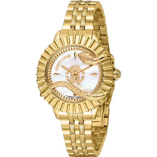 Roberto Cavalli by Franck Muller Damen Analog Quarz Uhr mit Edelstahl Armband RV1L213M0051 von Roberto Cavalli by Franck Muller