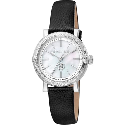 Roberto Cavalli by Franck Muller Damen Analog Quarz Uhr mit Leder Armband RV1L193L0011 von Roberto Cavalli