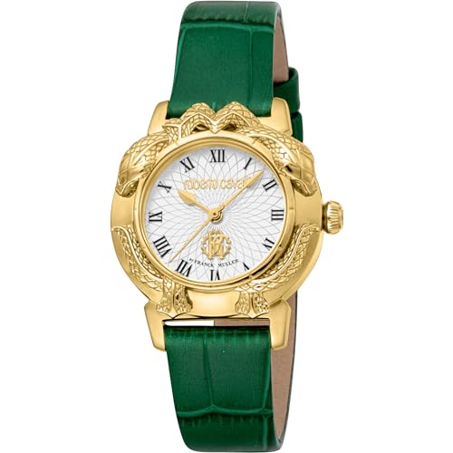 Roberto Cavalli by Franck Muller Damen Analog Quarz Uhr mit Leder Armband RV1L227L0021 von Roberto Cavalli by Franck Muller