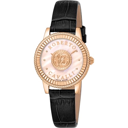 Roberto Cavalli by Franck Muller Damen Analog Quarz Uhr mit Leder Armband RV1L228L0021 von Roberto Cavalli by Franck Muller