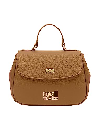 Cavalli Class LUCCA Camel Schultertasche für Damen, mittelgroß, mit Tragegriff oben, 26 x 10 x 17 cm (L x T x H), camel, 10.25(L)x4.25(D)x7(H) in von Roberto Cavalli